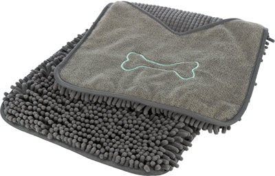 Trixie Microvezel Handdoek Met Insteekzakken Grijs